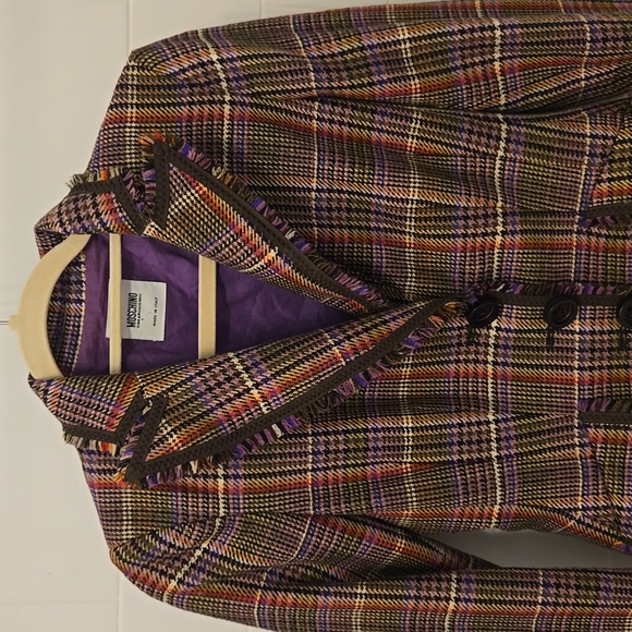 Vintage MOSCHINO Cheap and Chic Plaid Frayed Ends Blazer - Picture 6 of 9